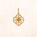 18K Gold Lace Flower Birthstone Charm (Tourmaline)
