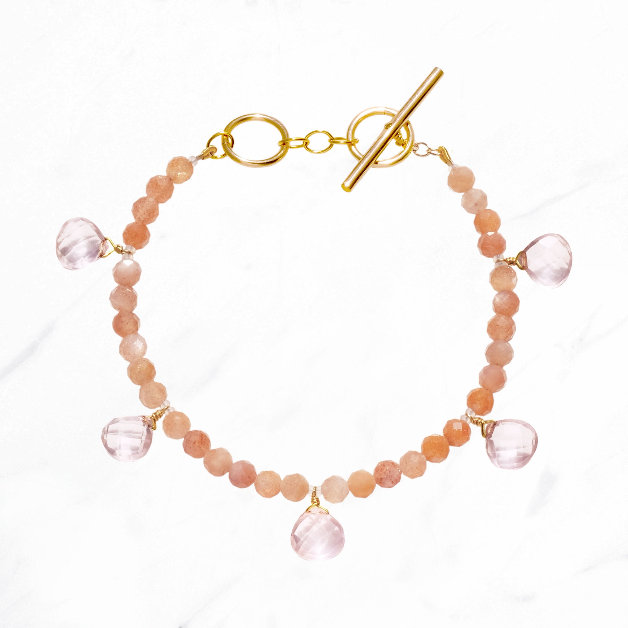 Popping Gemstone Bracelet (Rose Quartz & Moonstone)