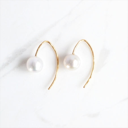 Pearl Oval Hook Earrings