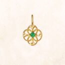 18K Gold Lace Flower Birthstone Charm (Emerald)