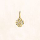 18K Yellow Gold Clover Flower Oval Diamond Charm