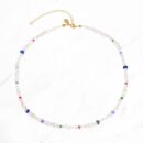 Pearl & Multi Gemstone Station Necklace (White)