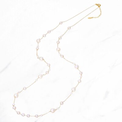 Mini Baroque Pearl Station Necklace