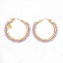 Pink Amethyst Wrapped Hoops M