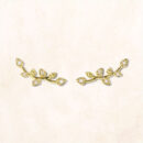 18K Gold Diamond Twig Leaves Earrings