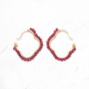 Ruby Clover Flower Oval Hoops