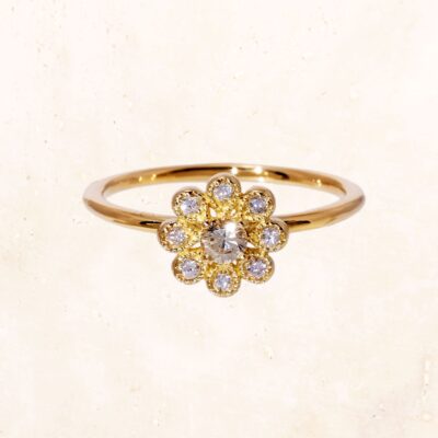 18K Gold Daisy Ring (Brown Diamond)