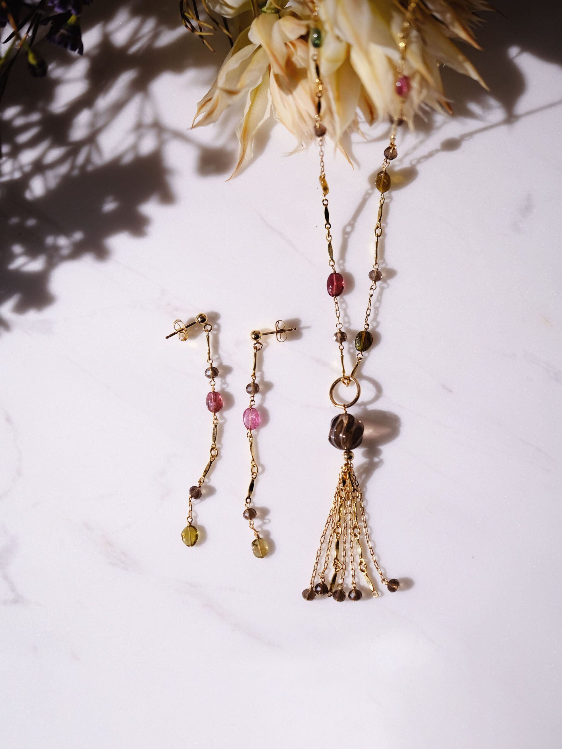 Boho Style Long Necklace (Tourmaline Mix) - Image 4